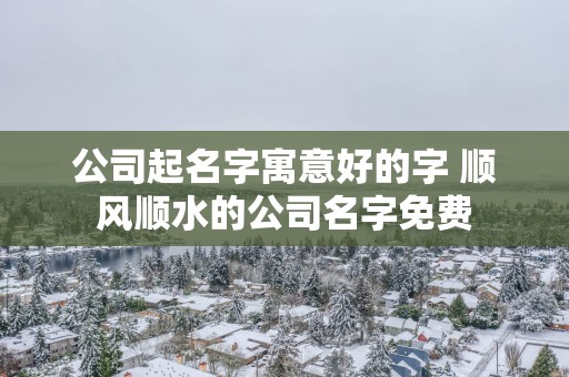 公司起名字寓意好的字 顺风顺水的公司名字免费