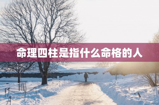 命理四柱是指什么命格的人
