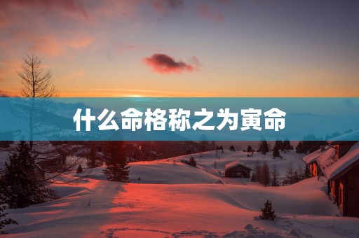 什么命格称之为寅命