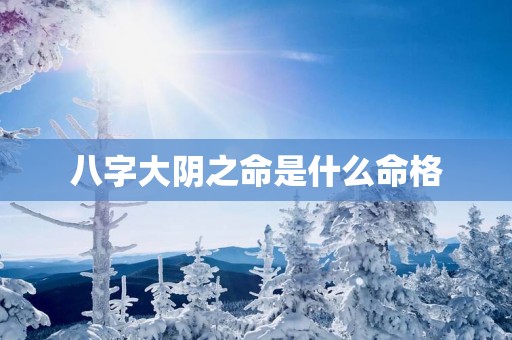 八字大阴之命是什么命格