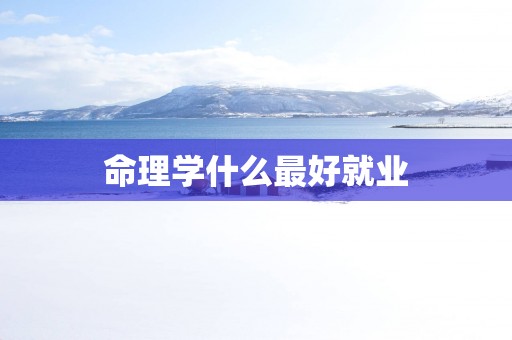 命理学什么最好就业