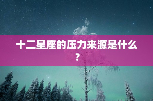 十二星座的压力来源是什么？