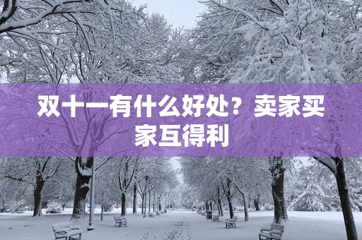 双十一有什么好处？卖家买家互得利