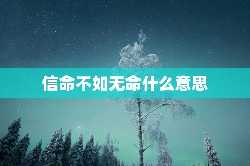 信命不如无命什么意思
