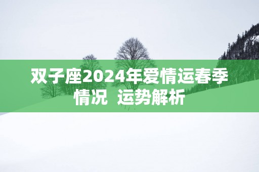 双子座2024年爱情运春季情况 运势解析