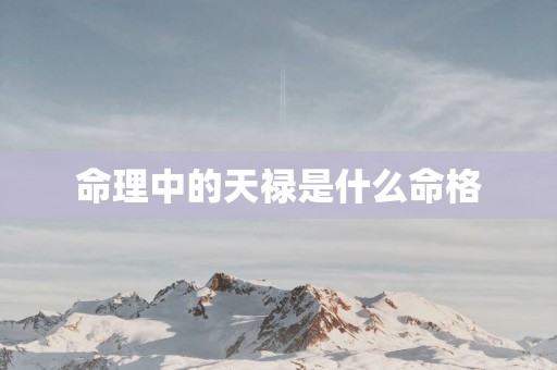 命理中的天禄是什么命格
