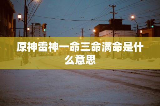 原神雷神一命三命满命是什么意思