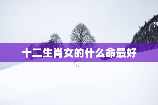 十二生肖女的什么命最好