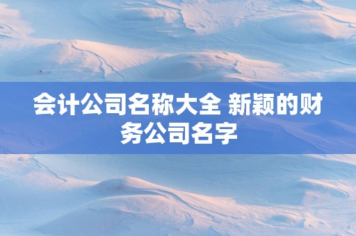 会计公司名称大全 新颖的财务公司名字