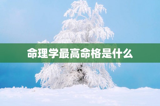 命理学最高命格是什么