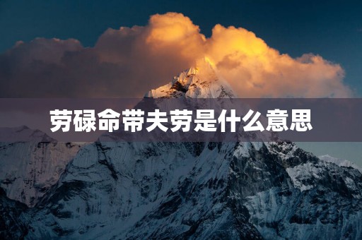 劳碌命带夫劳是什么意思