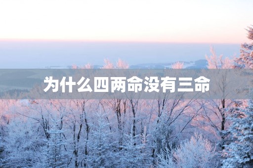 为什么四两命没有三命