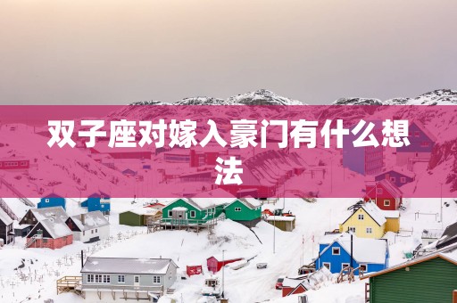 双子座对嫁入豪门有什么想法