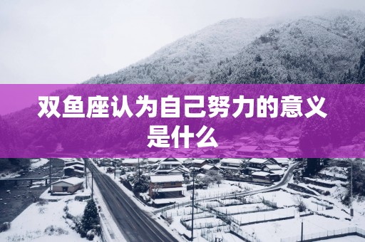 双鱼座认为自己努力的意义是什么