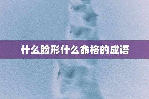 什么脸形什么命格的成语