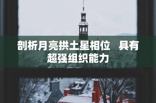 剖析月亮拱土星相位   具有超强组织能力