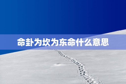 命卦为坎为东命什么意思