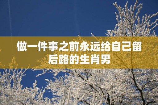 做一件事之前永远给自己留后路的生肖男