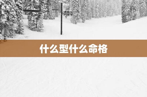 什么型什么命格