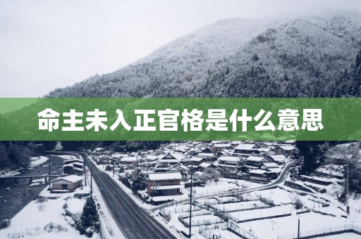 命主未入正官格是什么意思