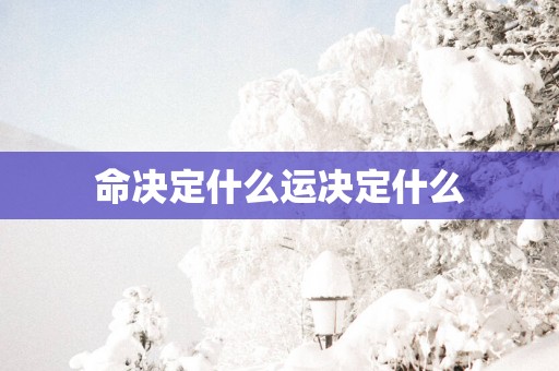 命决定什么运决定什么