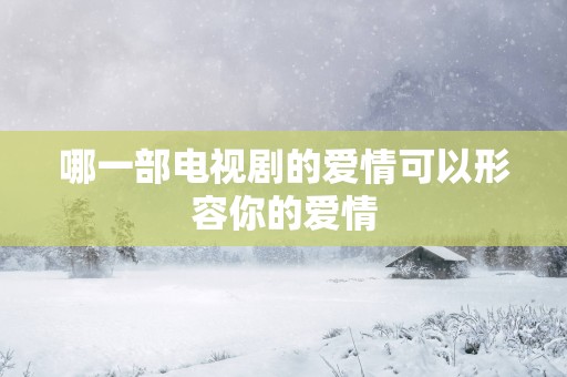 哪一部电视剧的爱情可以形容你的爱情