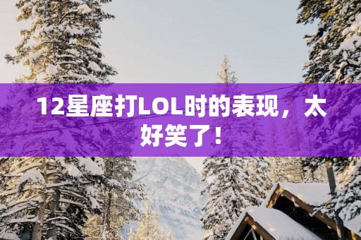 12星座打LOL时的表现，太好笑了！