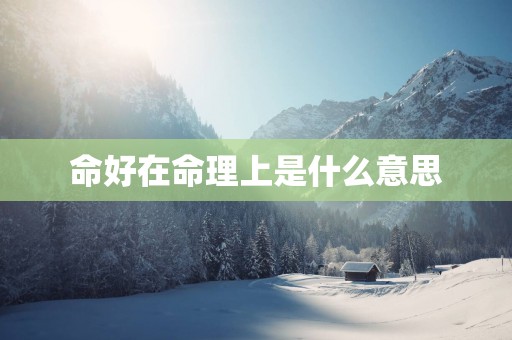 命好在命理上是什么意思