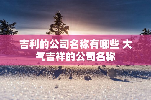 吉利的公司名称有哪些 大气吉祥的公司名称