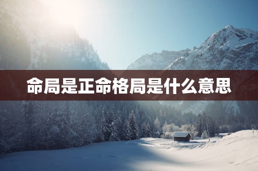 命局是正命格局是什么意思