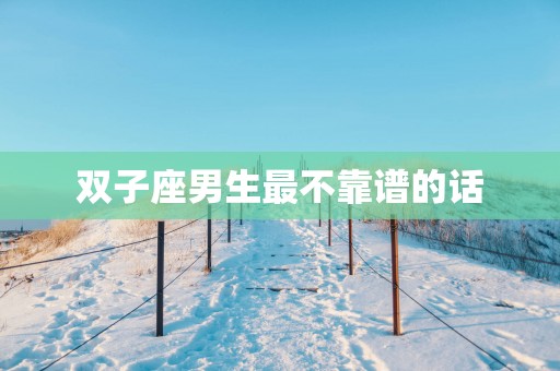 双子座男生最不靠谱的话