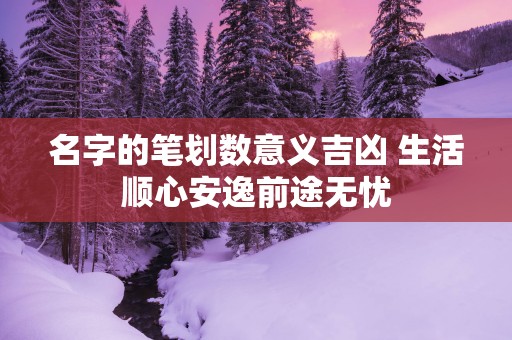 名字的笔划数意义吉凶 生活顺心安逸前途无忧