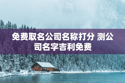 免费取名公司名称打分 测公司名字吉利免费