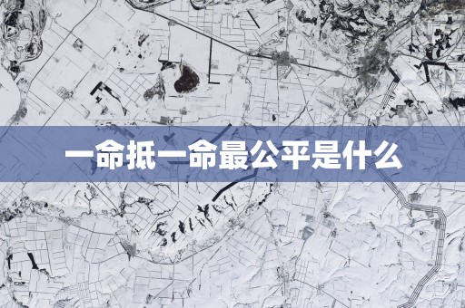 一命抵一命最公平是什么