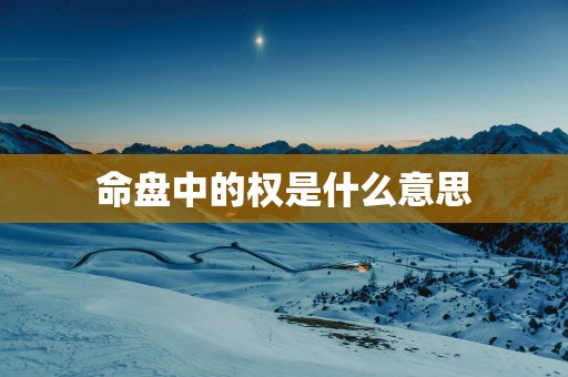 命盘中的权是什么意思