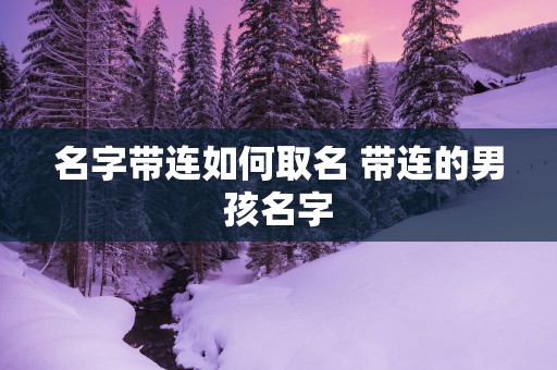 名字带连如何取名 带连的男孩名字