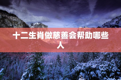 十二生肖做慈善会帮助哪些人