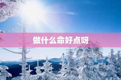 做什么命好点呀