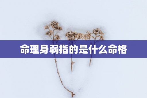 命理身弱指的是什么命格