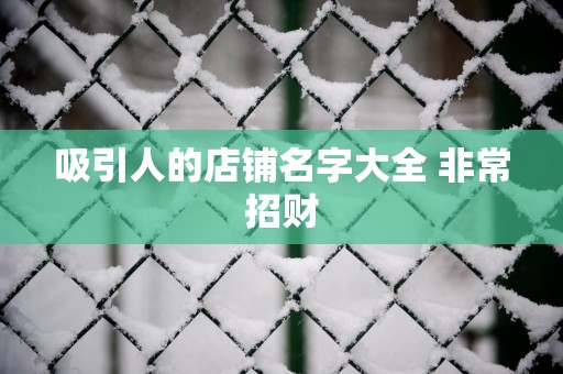 吸引人的店铺名字大全 非常招财
