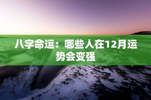 八字命运：哪些人在12月运势会变强
