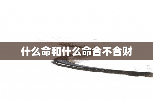 什么命和什么命合不合财