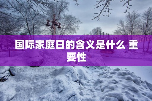 国际家庭日的含义是什么 重要性