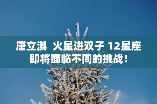 唐立淇  火星进双子 12星座即将面临不同的挑战！