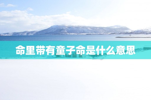 命里带有童子命是什么意思