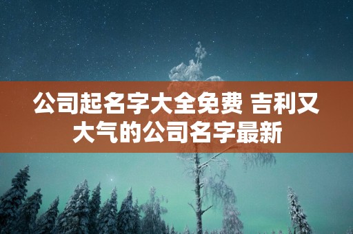公司起名字大全免费 吉利又大气的公司名字最新