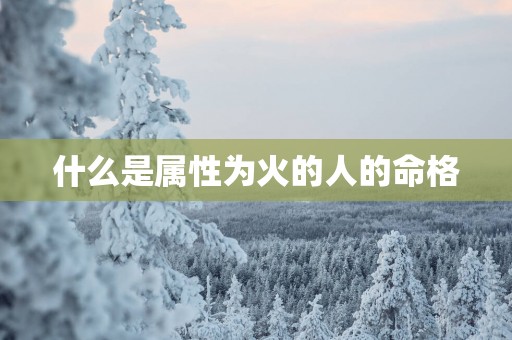 什么是属性为火的人的命格
