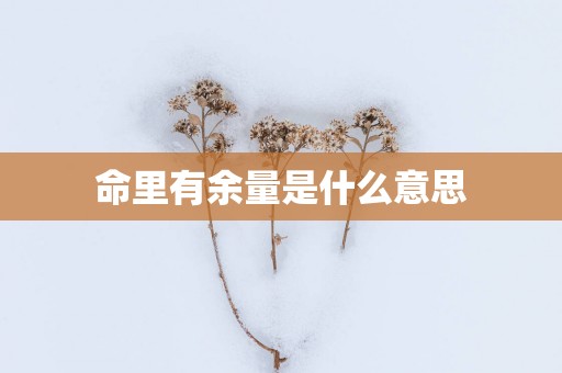 命里有余量是什么意思