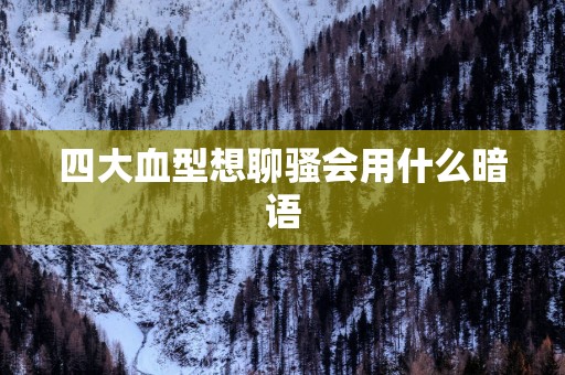 四大血型想聊骚会用什么暗语