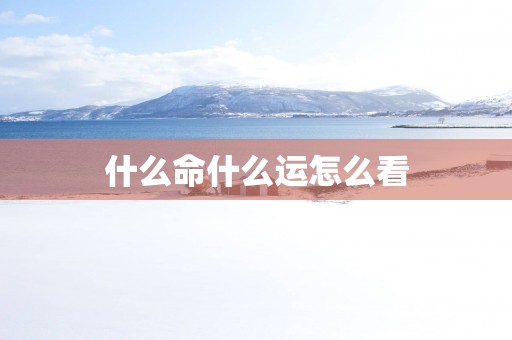 什么命什么运怎么看